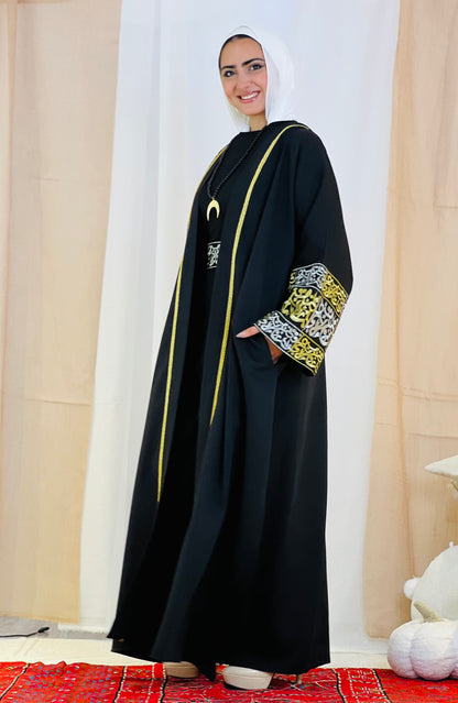 El Tarek Collection (Gold Silver Calligraphy Black kaftan)