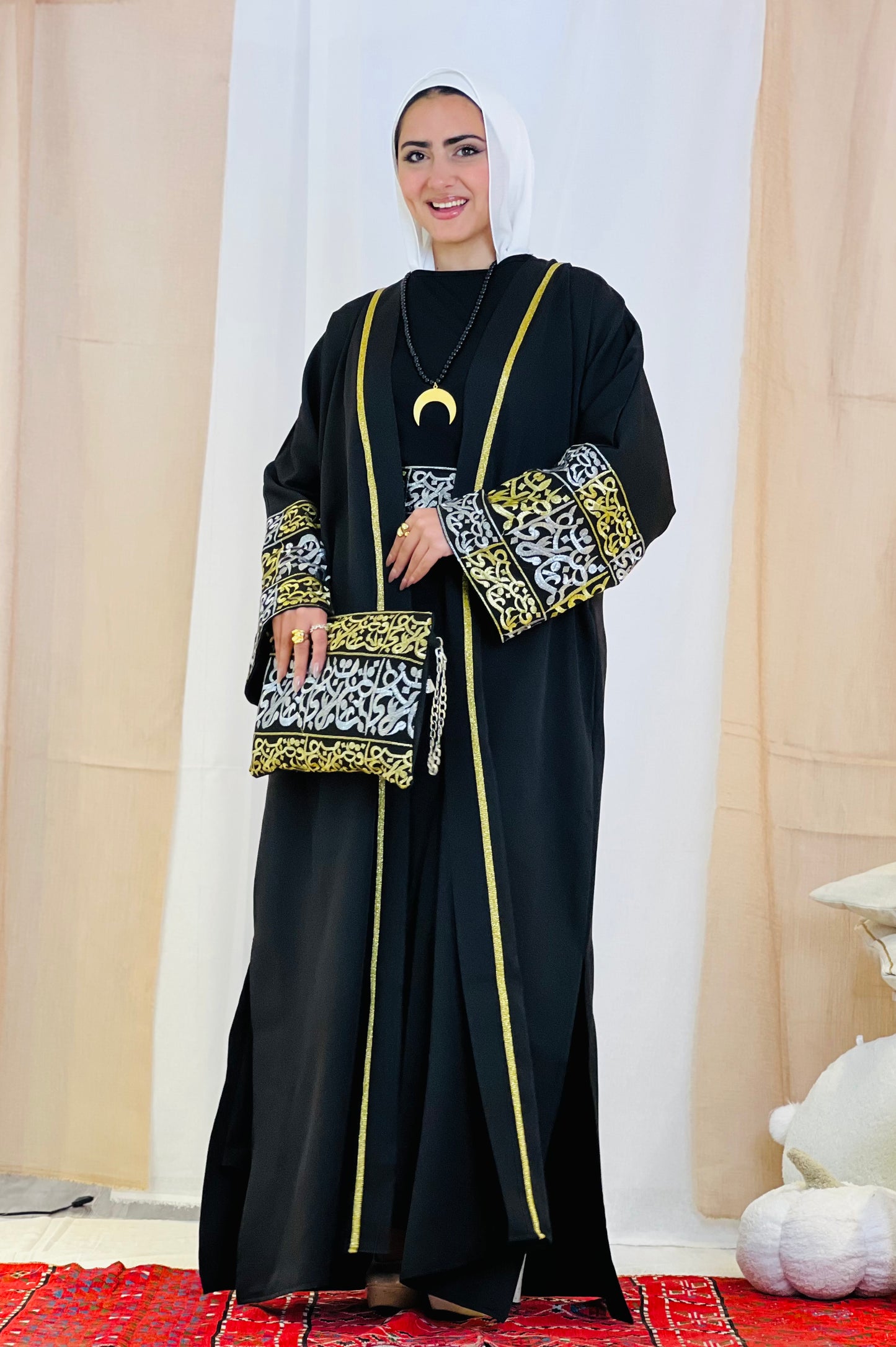 El Tarek Collection (Gold Silver Calligraphy Black kaftan)