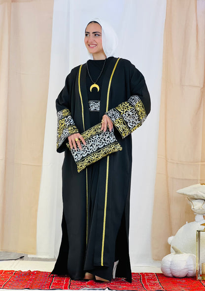 El Tarek Collection (Gold Silver Calligraphy Black kaftan)