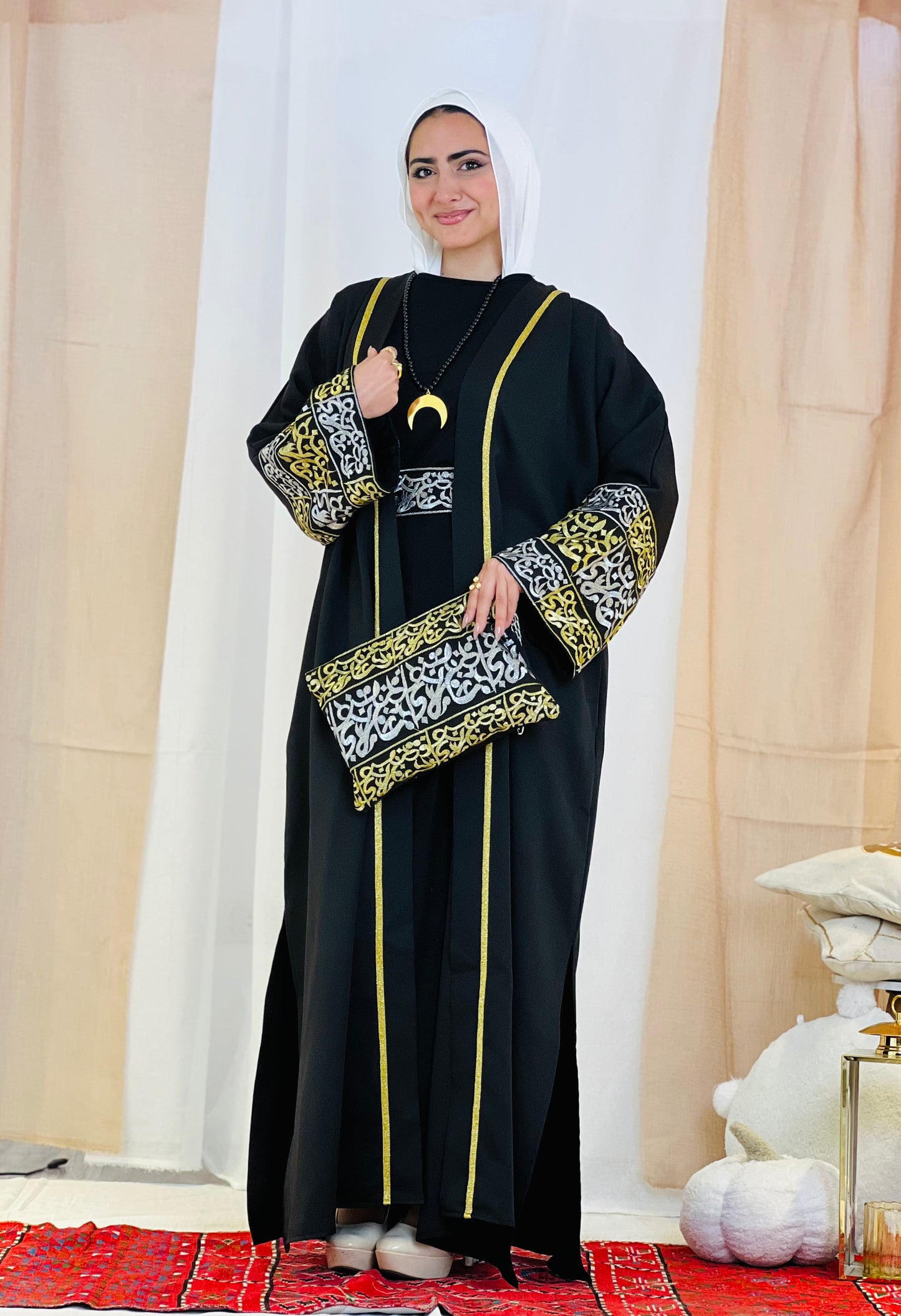 El Tarek Collection (Gold Silver Calligraphy Black kaftan)