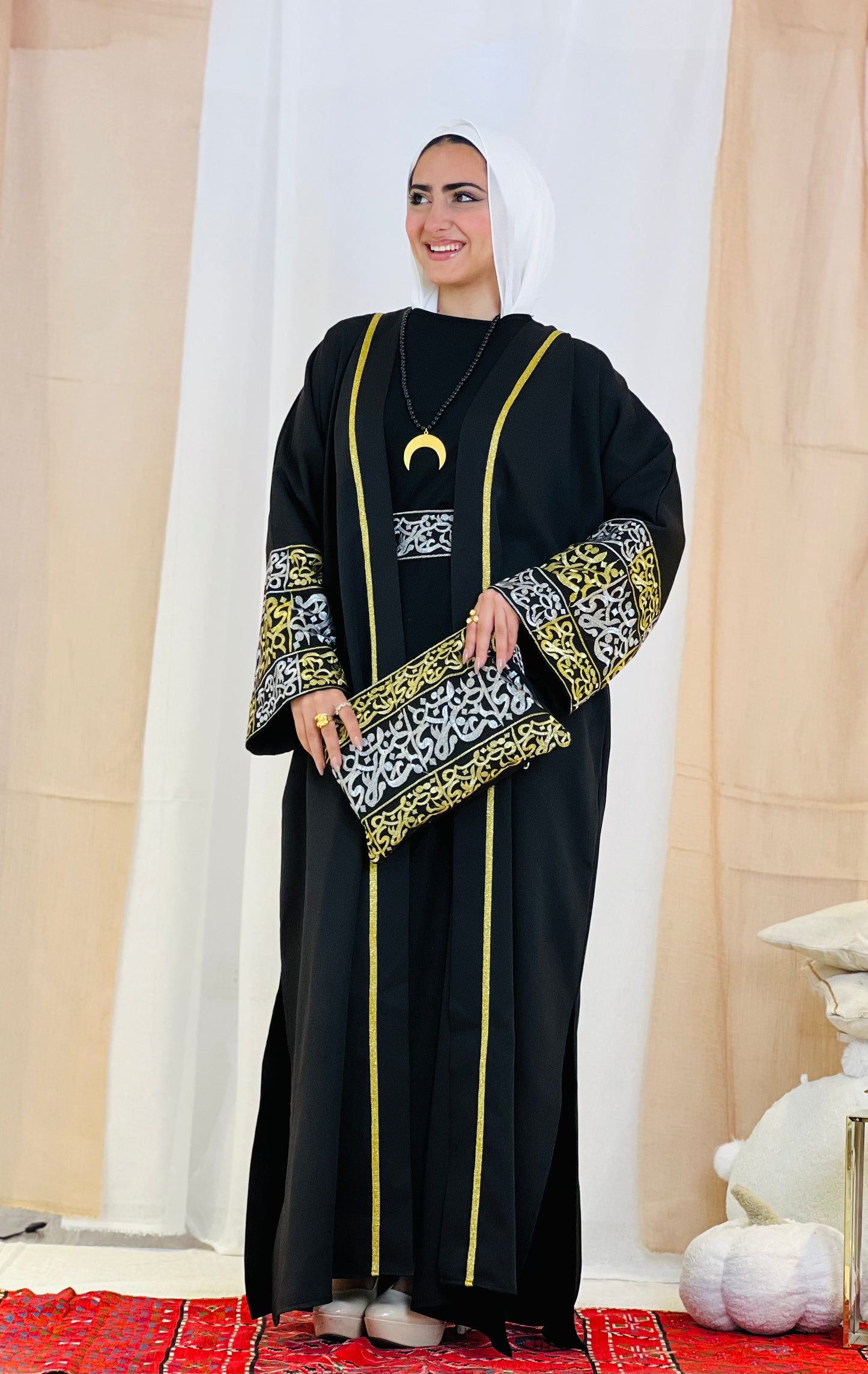 El Tarek Collection (Gold Silver Calligraphy Black kaftan)