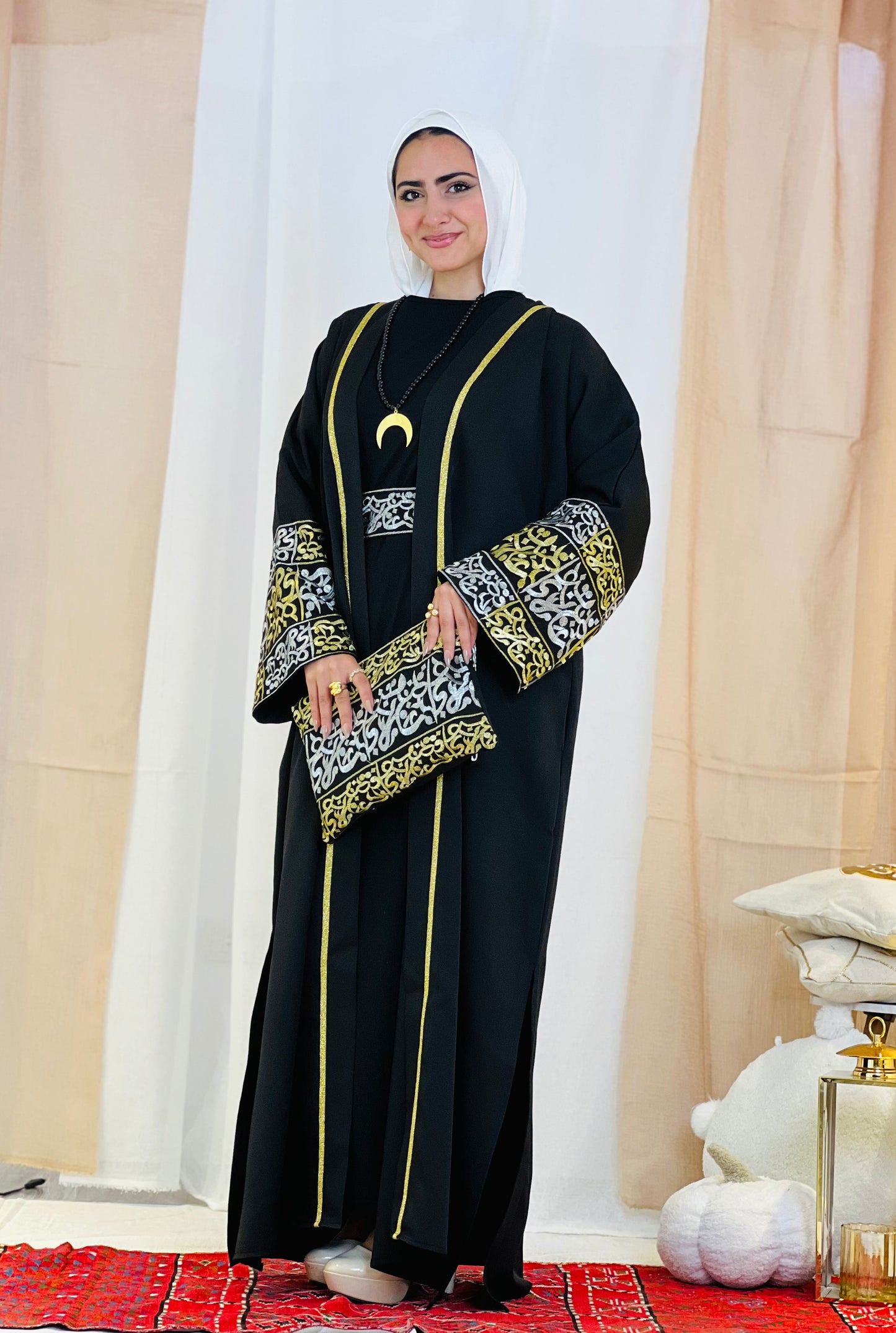 El Tarek Collection (Gold Silver Calligraphy Black kaftan)
