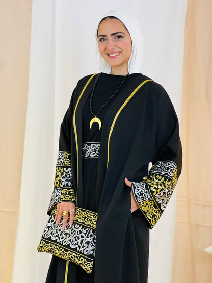 El Tarek Collection (Gold Silver Calligraphy Black kaftan)