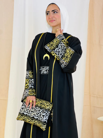 El Tarek Collection (Gold Silver Calligraphy Black kaftan)