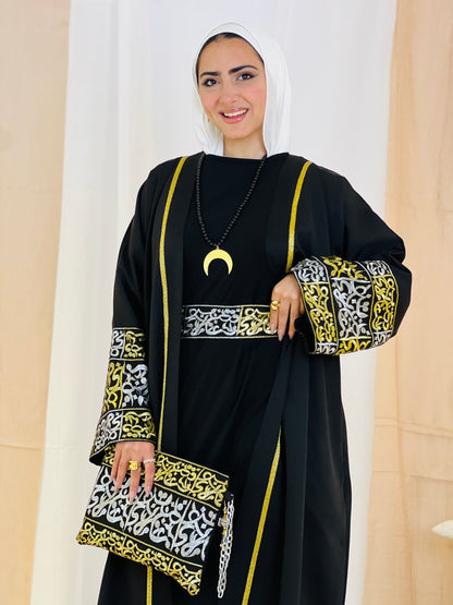 El Tarek Collection (Gold Silver Calligraphy Black kaftan)