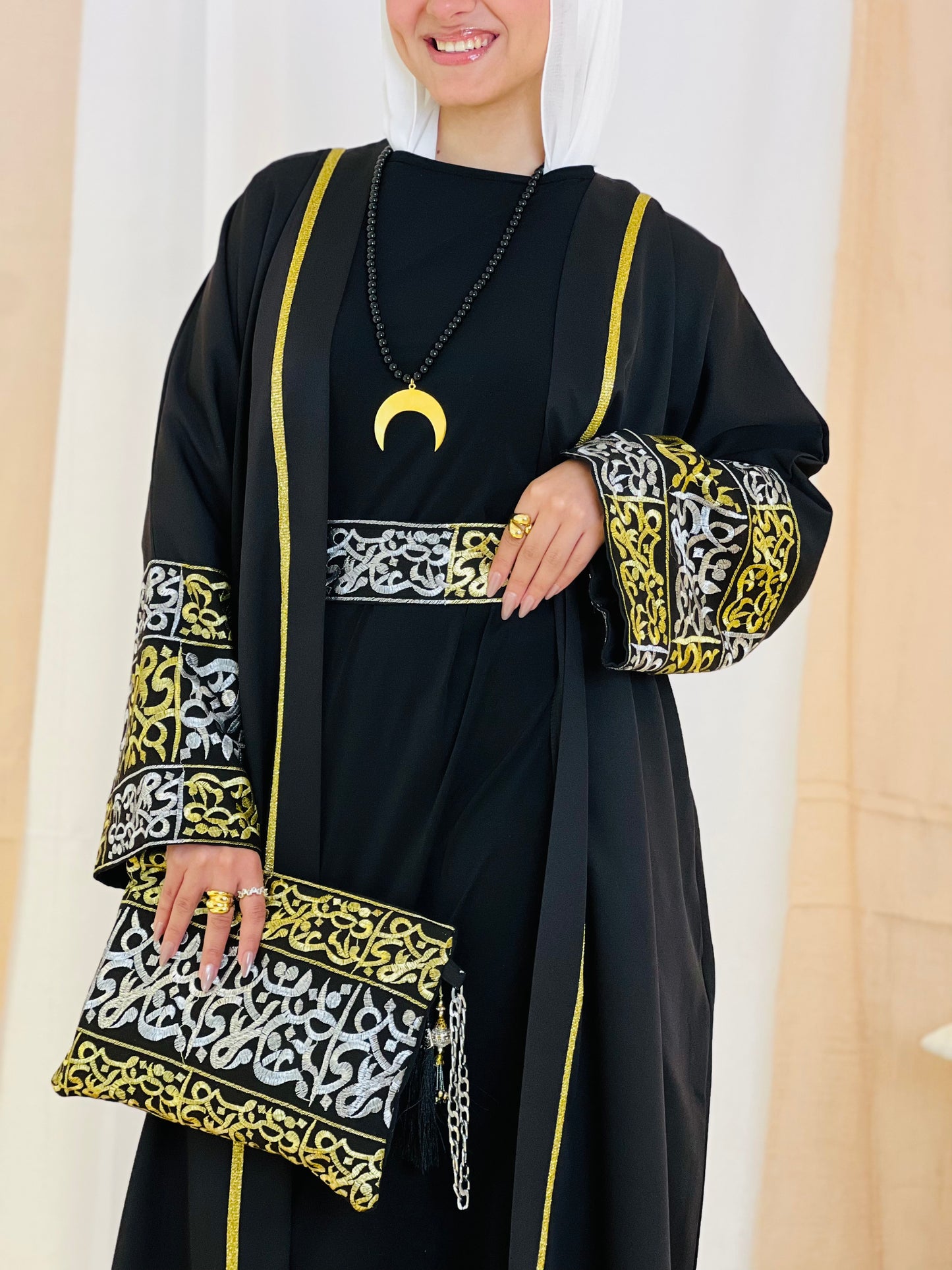El Tarek Collection (Gold Silver Calligraphy Black kaftan)