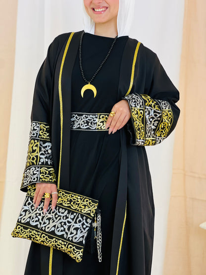 El Tarek Collection (Gold Silver Calligraphy Black kaftan)