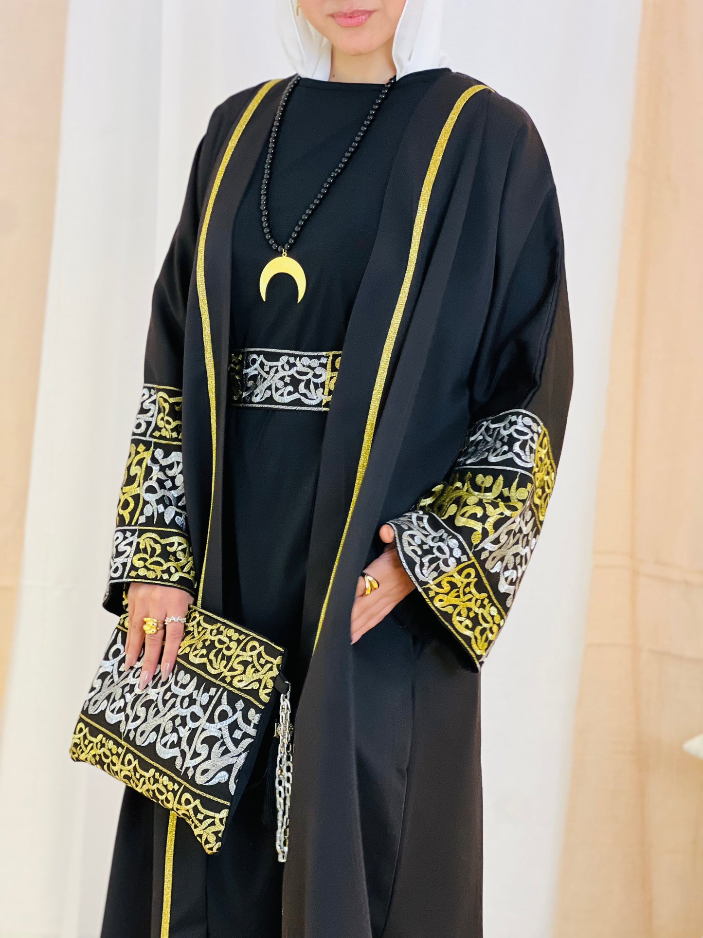 El Tarek Collection (Gold Silver Calligraphy Black kaftan)