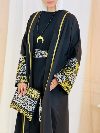 El Tarek Collection (Gold Silver Calligraphy Black kaftan)