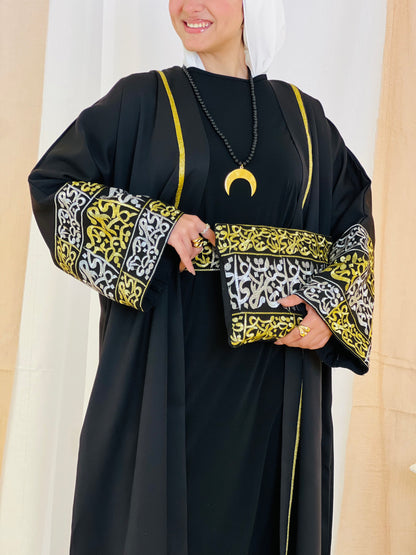El Tarek Collection (Gold Silver Calligraphy Black kaftan)