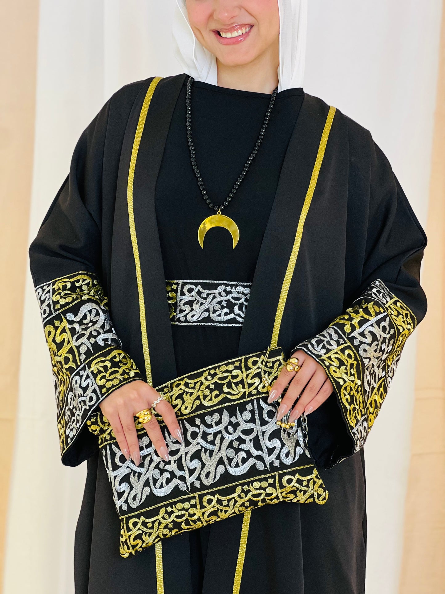 El Tarek Collection (Gold Silver Calligraphy Black kaftan)