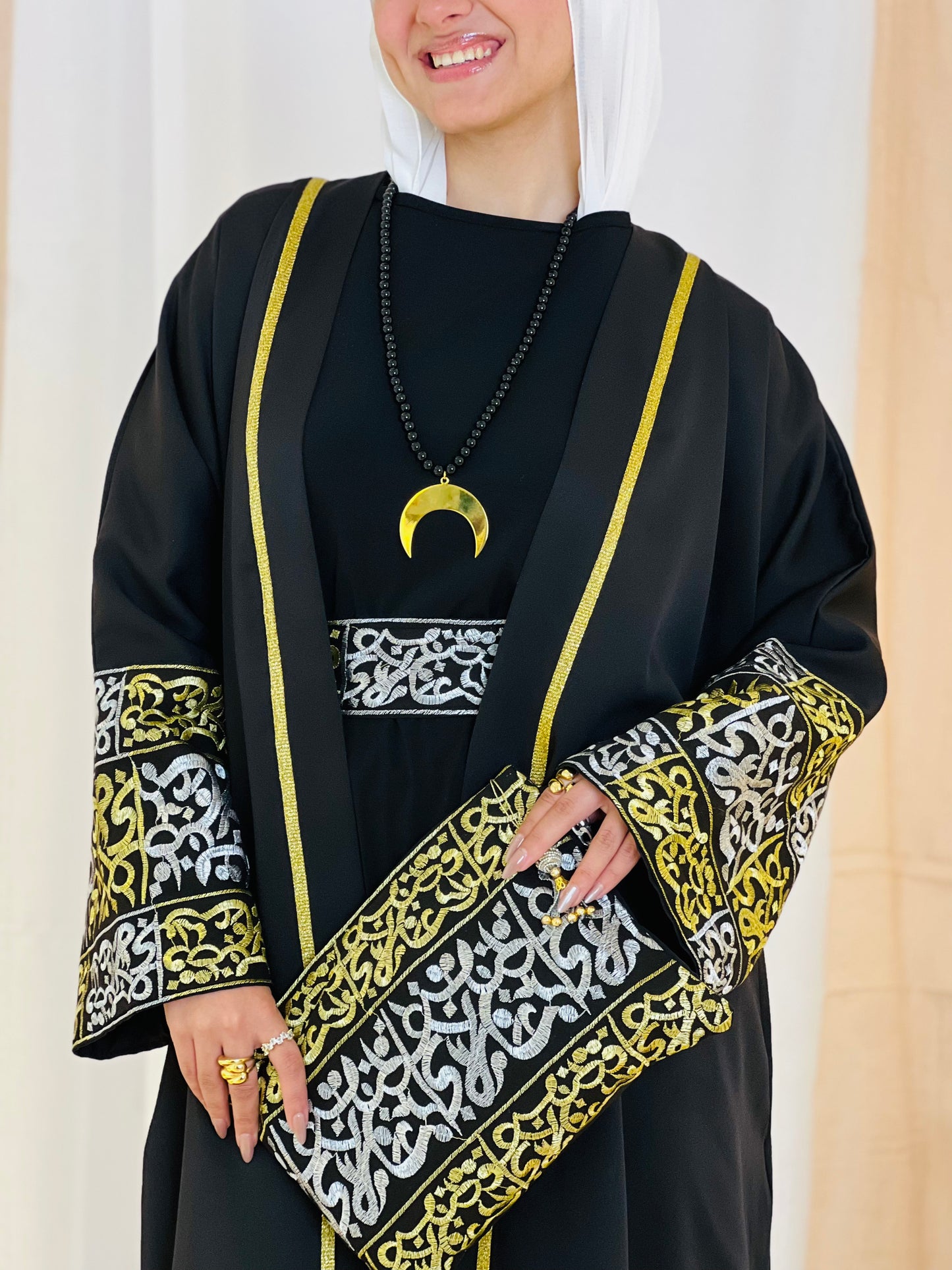 El Tarek Collection (Gold Silver Calligraphy Black kaftan)