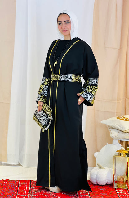 El Tarek Collection (Gold Silver Calligraphy Black kaftan)