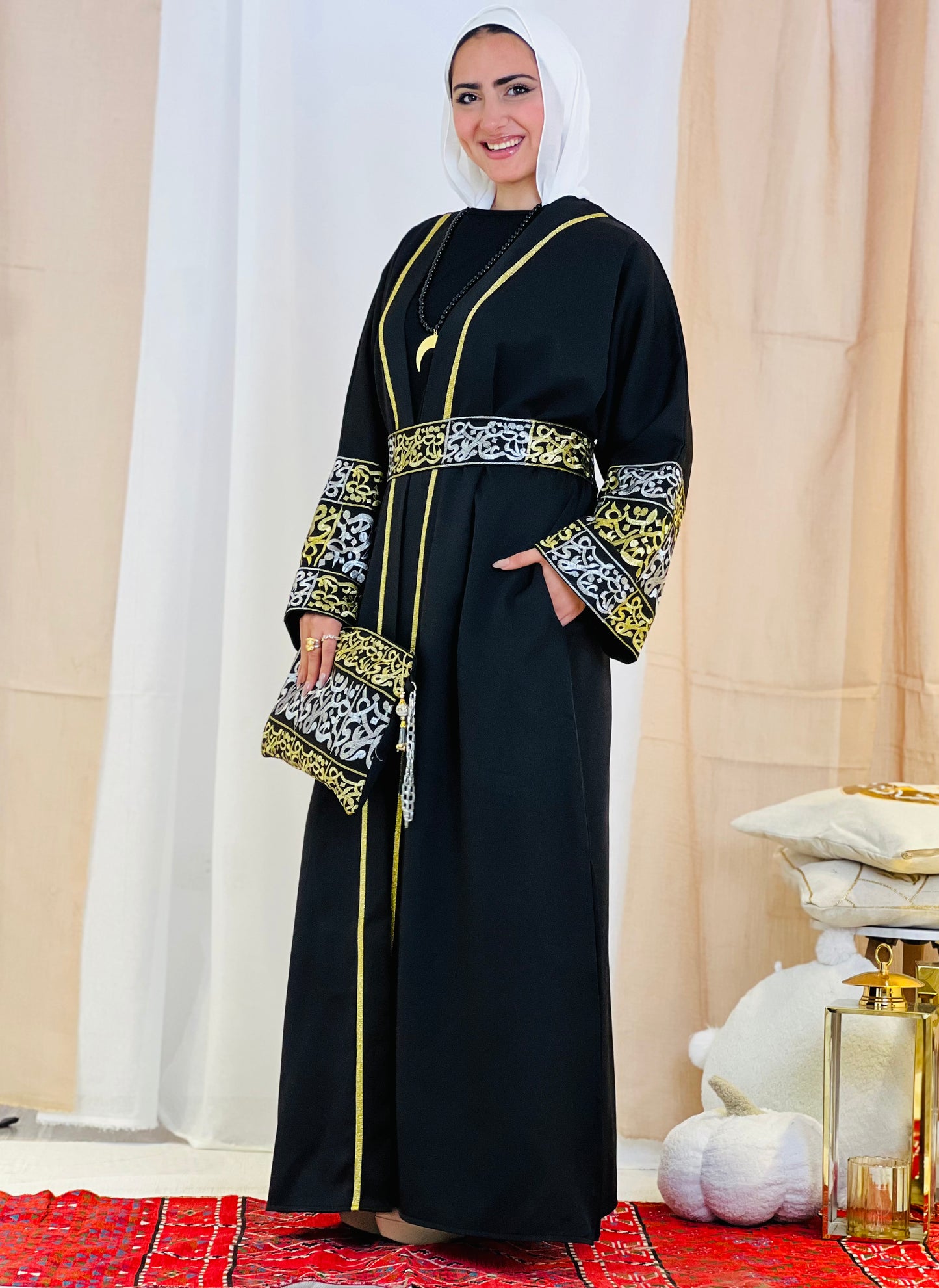 El Tarek Collection (Gold Silver Calligraphy Black kaftan)