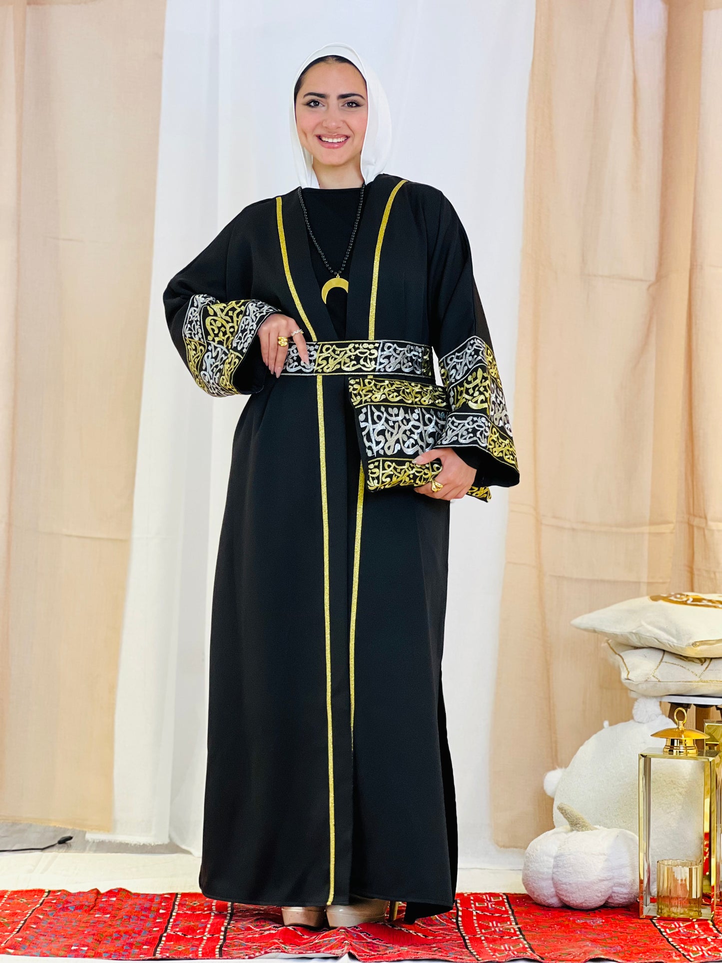 El Tarek Collection (Gold Silver Calligraphy Black kaftan)