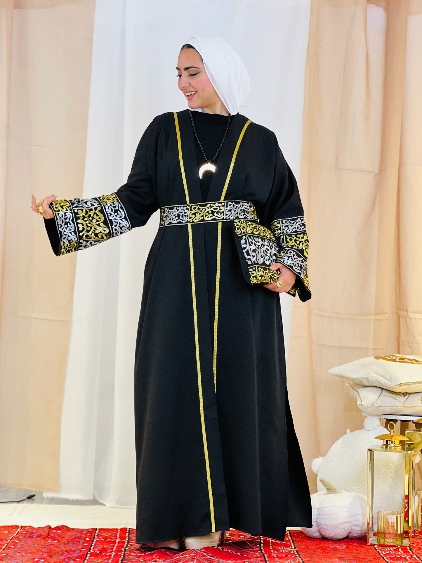 El Tarek Collection (Gold Silver Calligraphy Black kaftan)