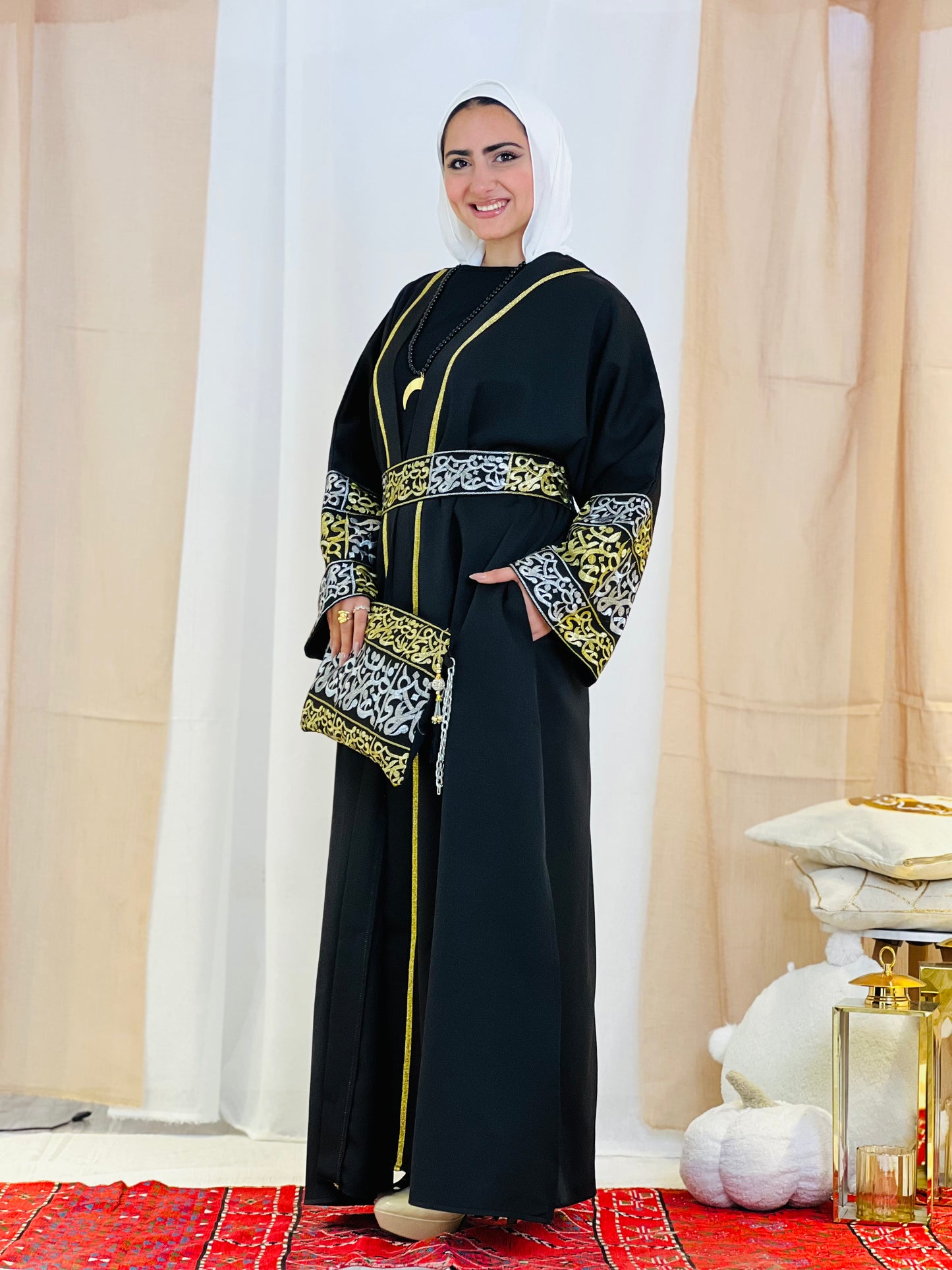 El Tarek Collection (Gold Silver Calligraphy Black kaftan)