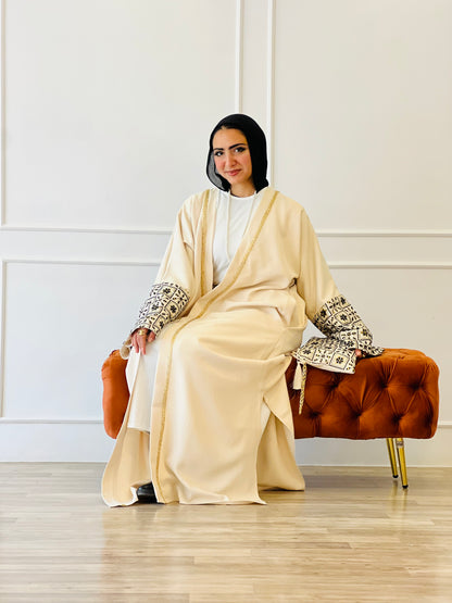 El Tarek Collection Beige Black Kaftan