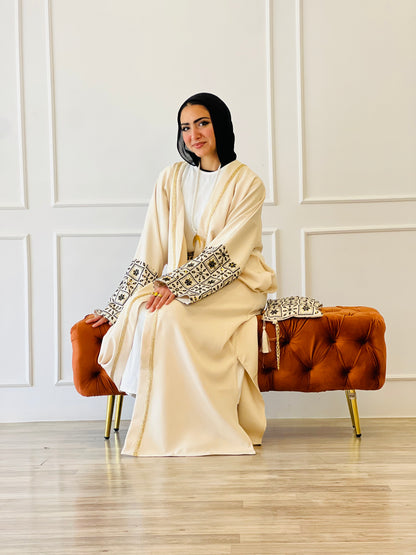 El Tarek Collection Beige Black Kaftan