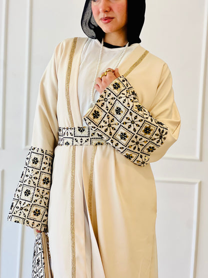 El Tarek Collection Beige Black Kaftan