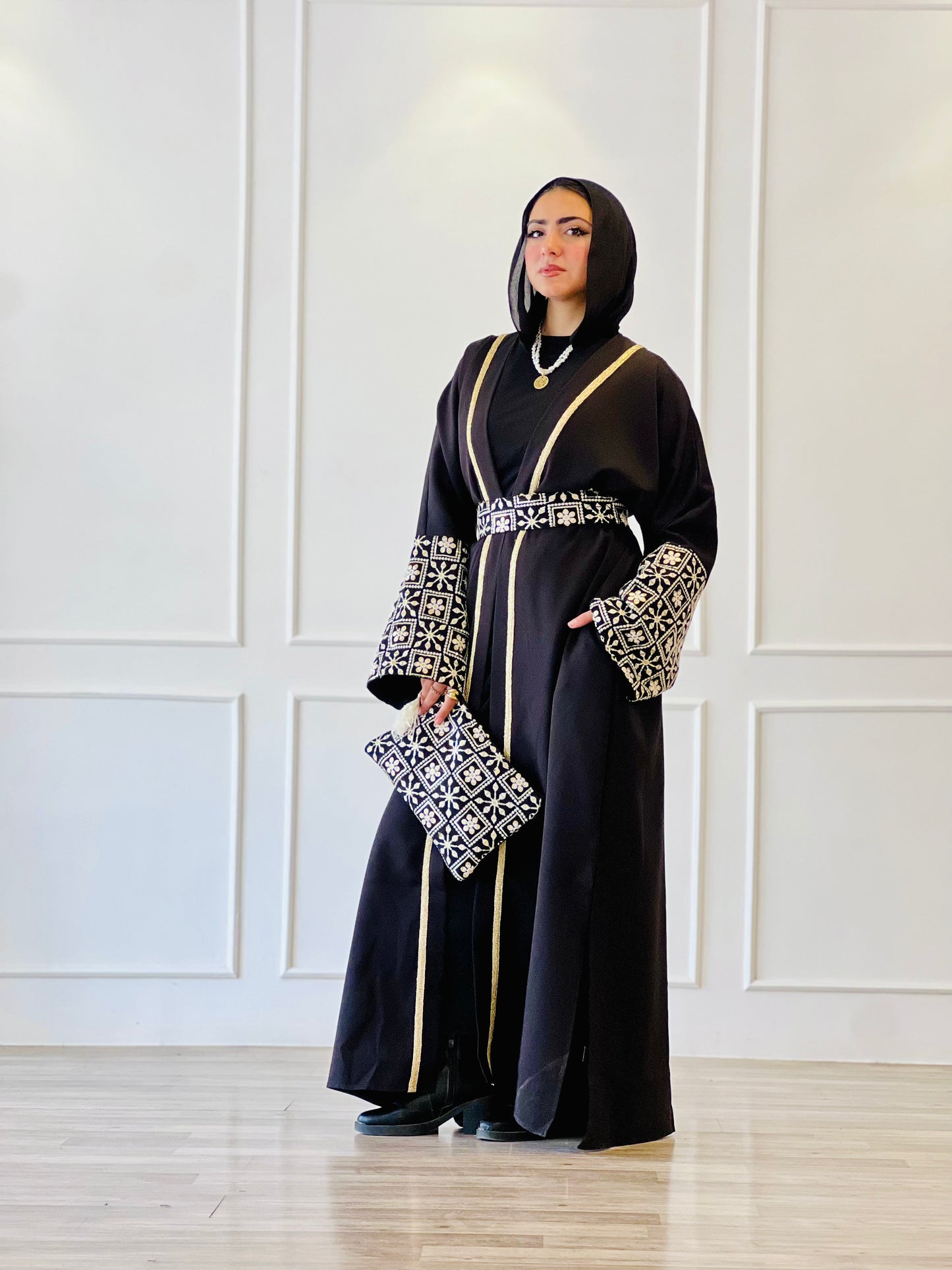 El Tarek Collection Black Golden Kaftan