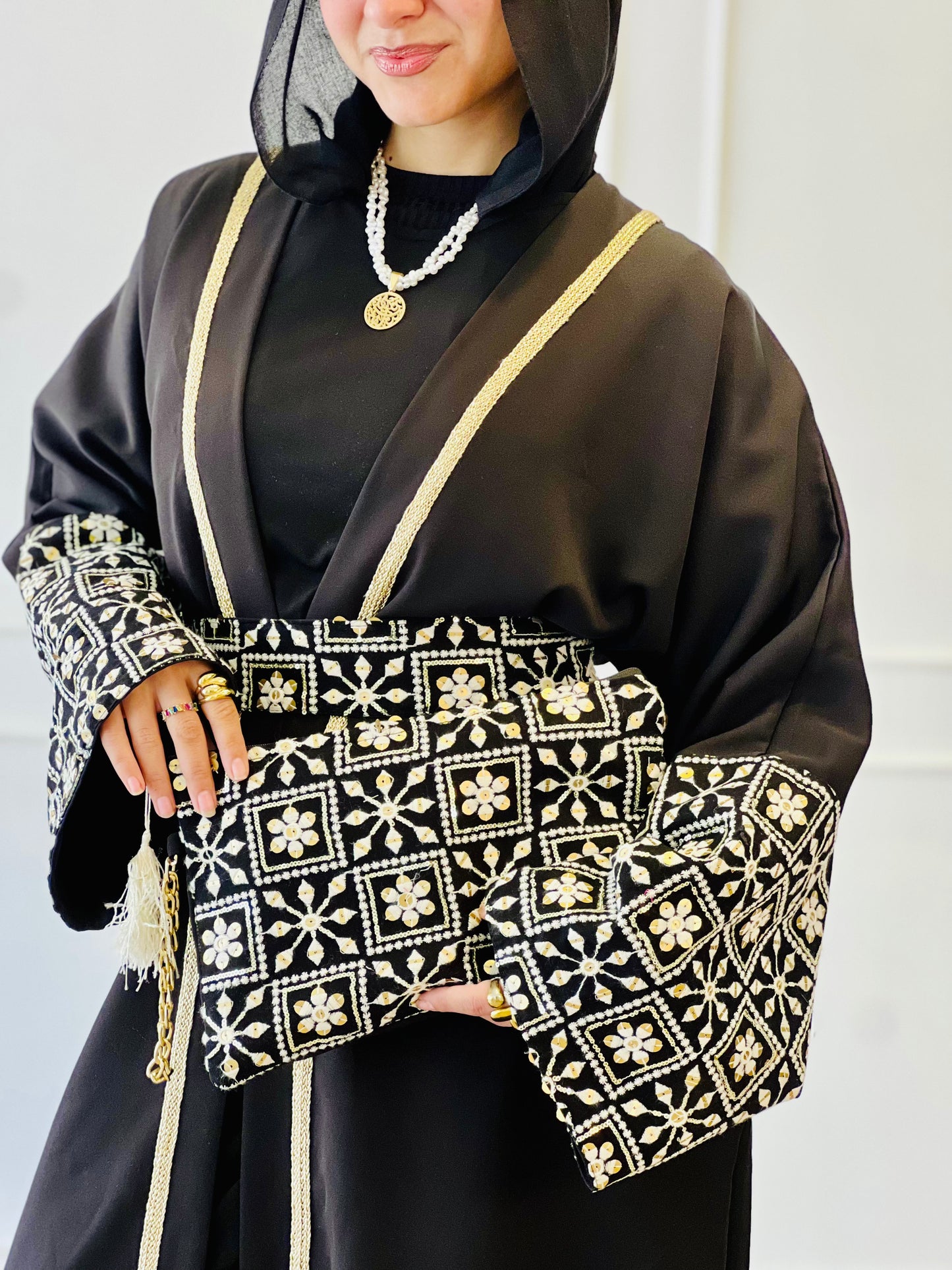 El Tarek Collection Black Golden Kaftan