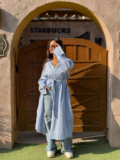 Blue Striped Chemise Dress