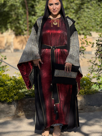Maroon Shimmery Black Kaftan