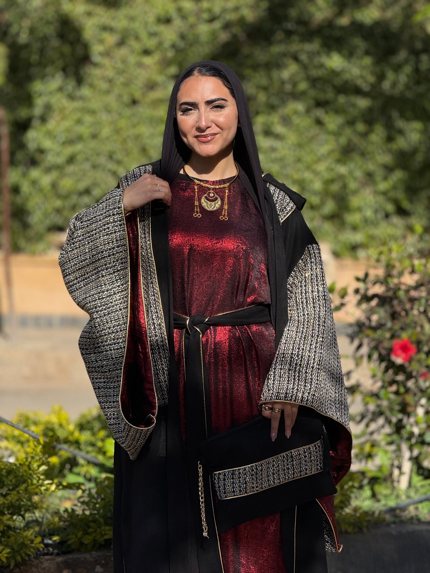 Maroon Shimmery Black Kaftan