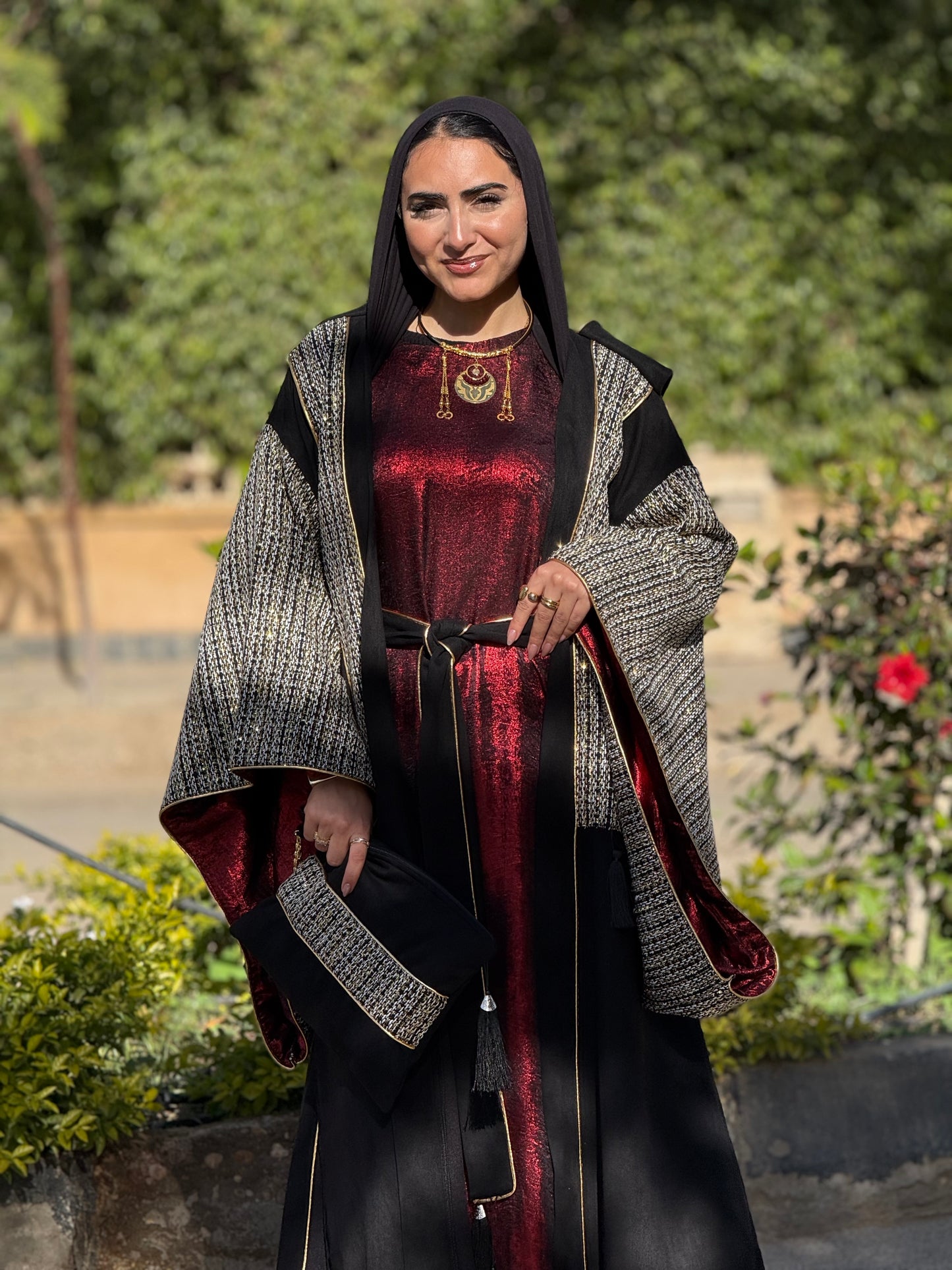Maroon Shimmery Black Kaftan