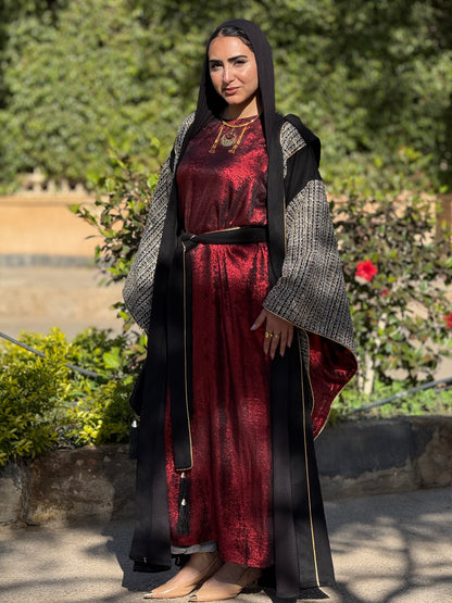 Maroon Shimmery Black Kaftan