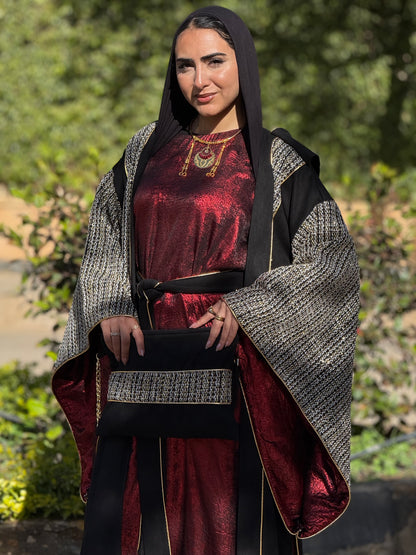 Maroon Shimmery Black Kaftan