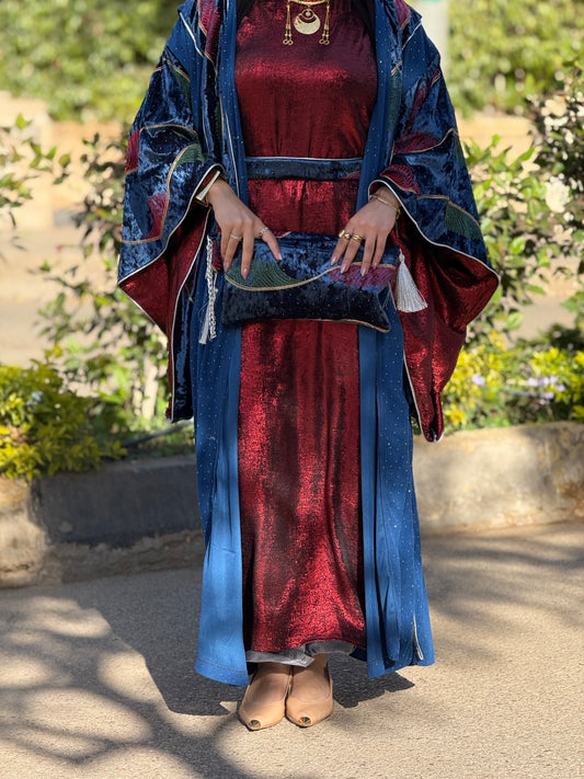 Royal Blue Maroon touch Kaftan