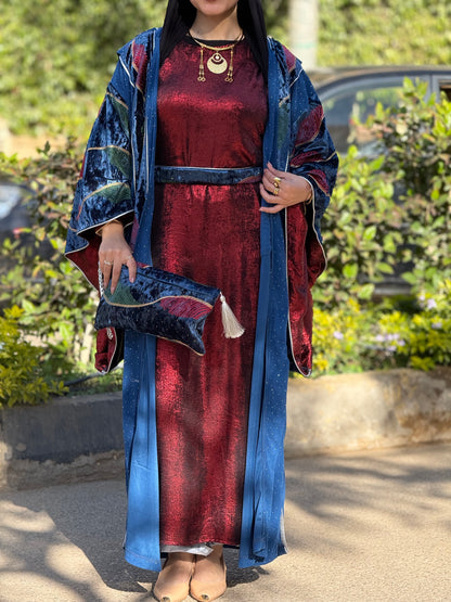 Royal Blue Maroon touch Kaftan