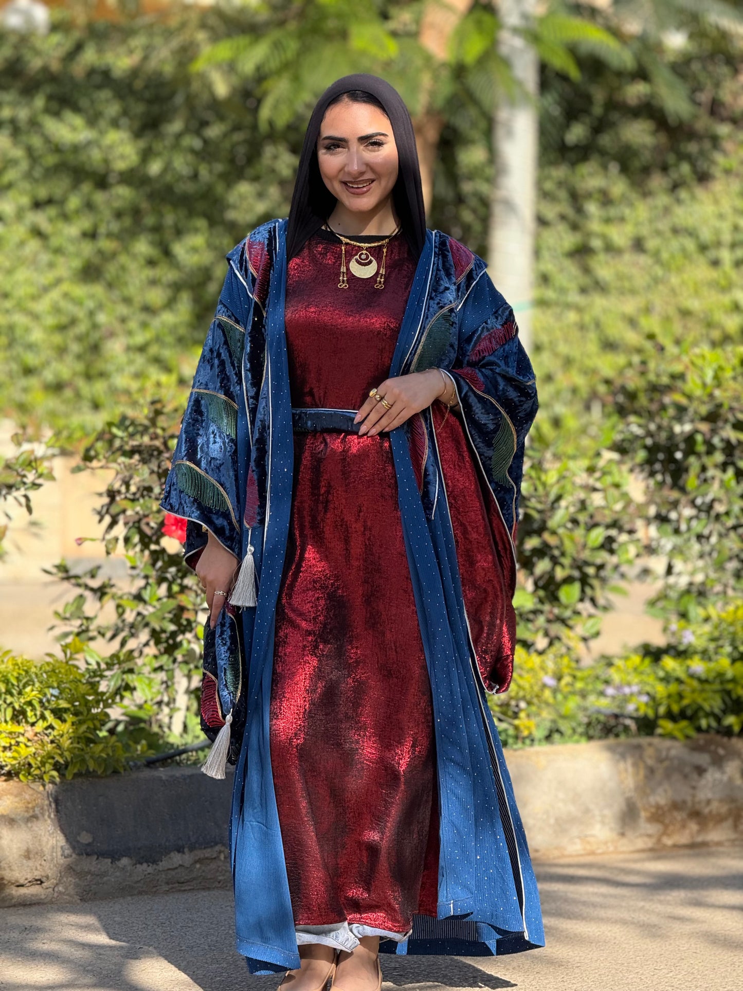 Royal Blue Maroon touch Kaftan