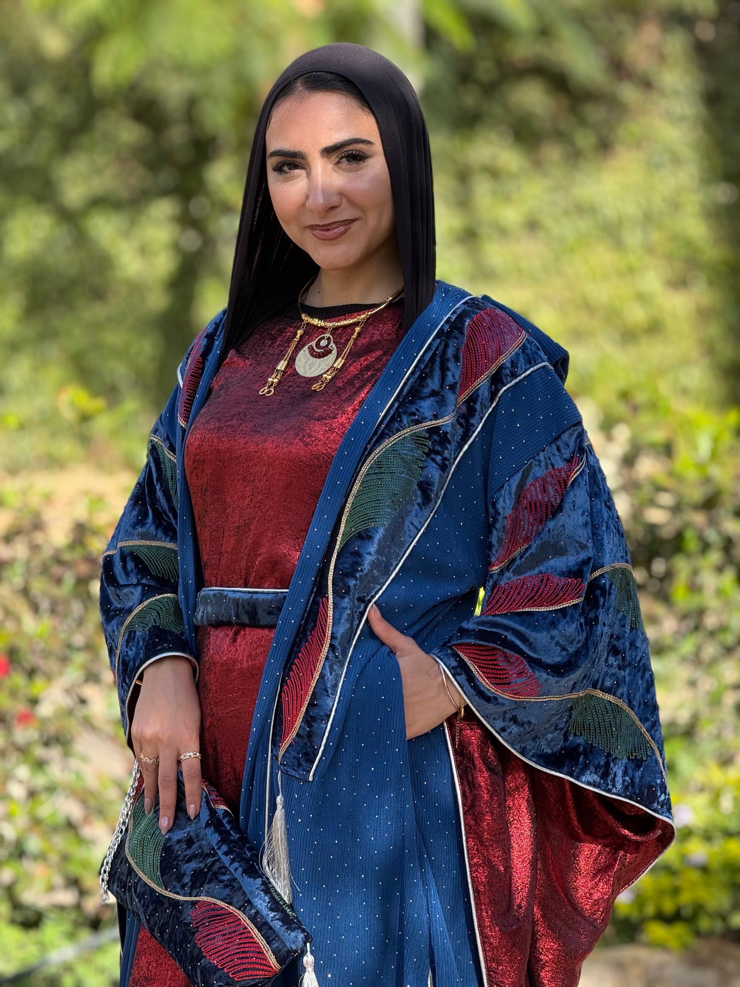 Royal Blue Maroon touch Kaftan