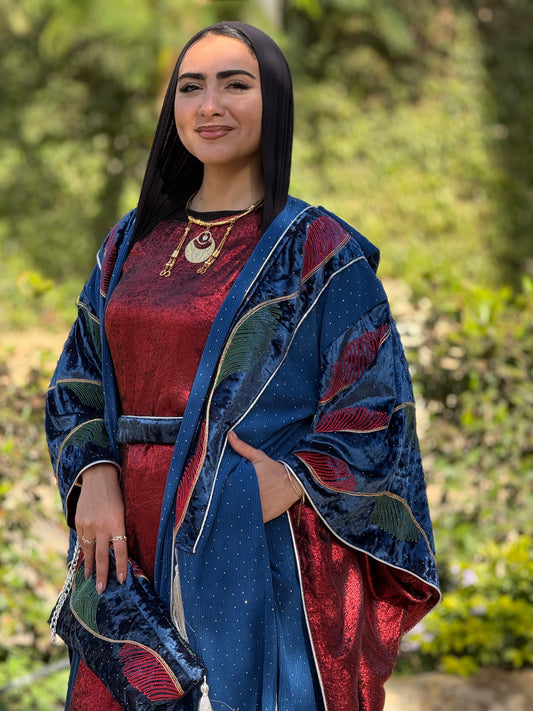 Royal Blue Maroon touch Kaftan