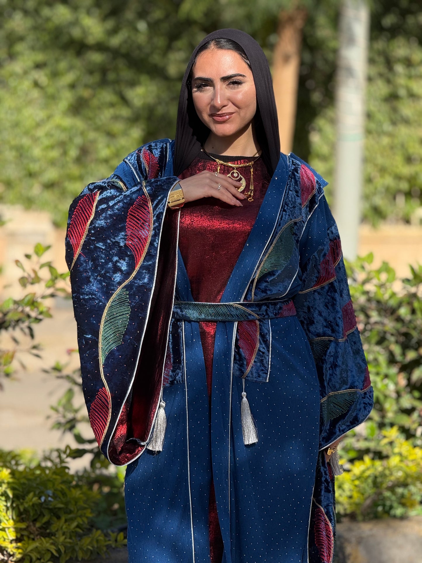 Royal Blue Maroon touch Kaftan
