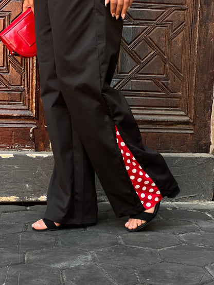 Polka Dots Collar Vest Set in Black
