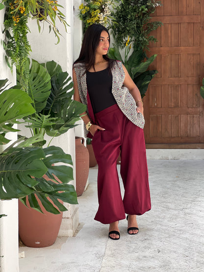 Jasmine Vest Set in Maroon