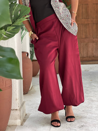 Jasmine Vest Set in Maroon