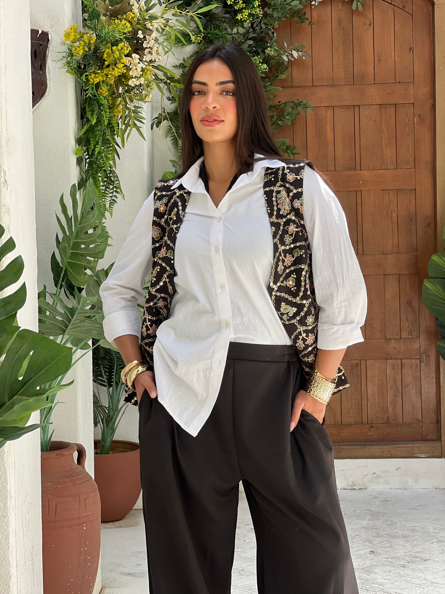Jasmine Vest Set in Black