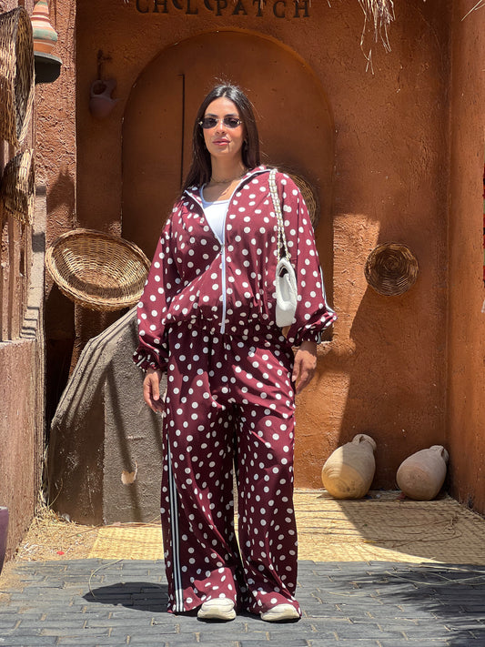 Polka Dots Set in Maroon