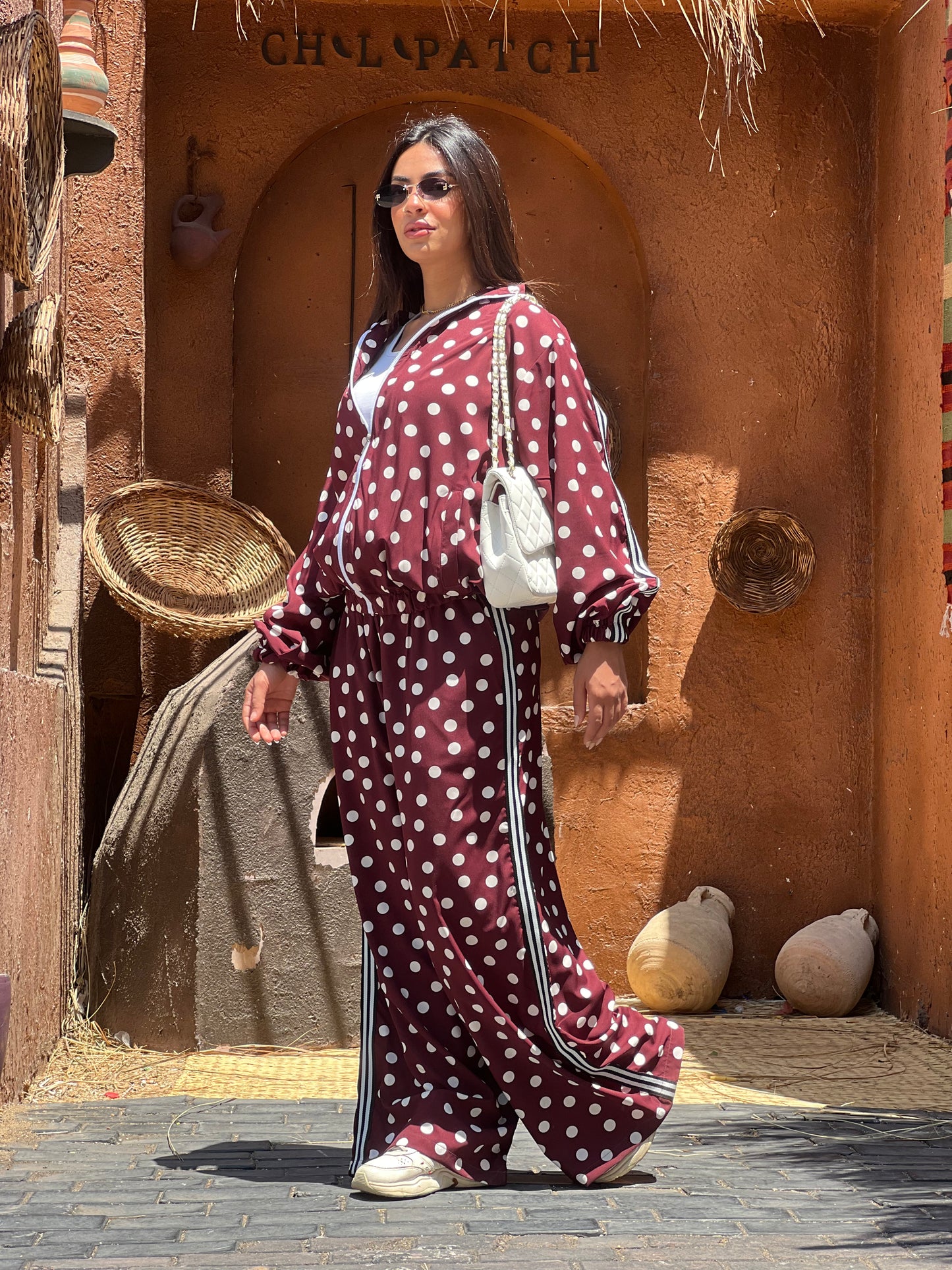 Polka Dots Set in Maroon