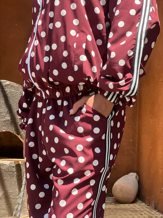 Polka Dots Set in Maroon