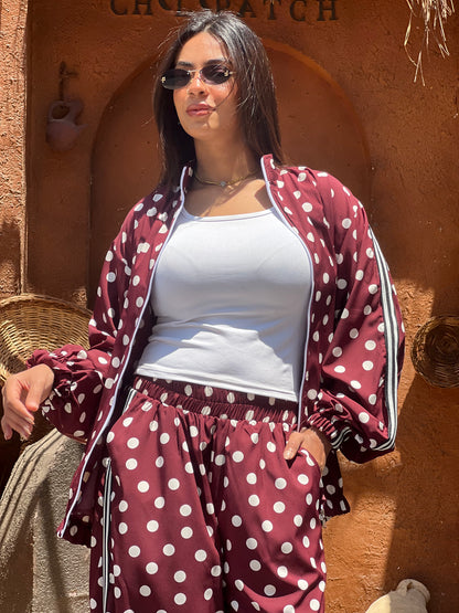 Polka Dots Set in Maroon