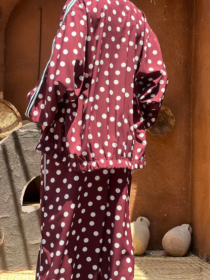 Polka Dots Set in Maroon