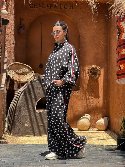 Polka Dots Set in Black with Red Touch