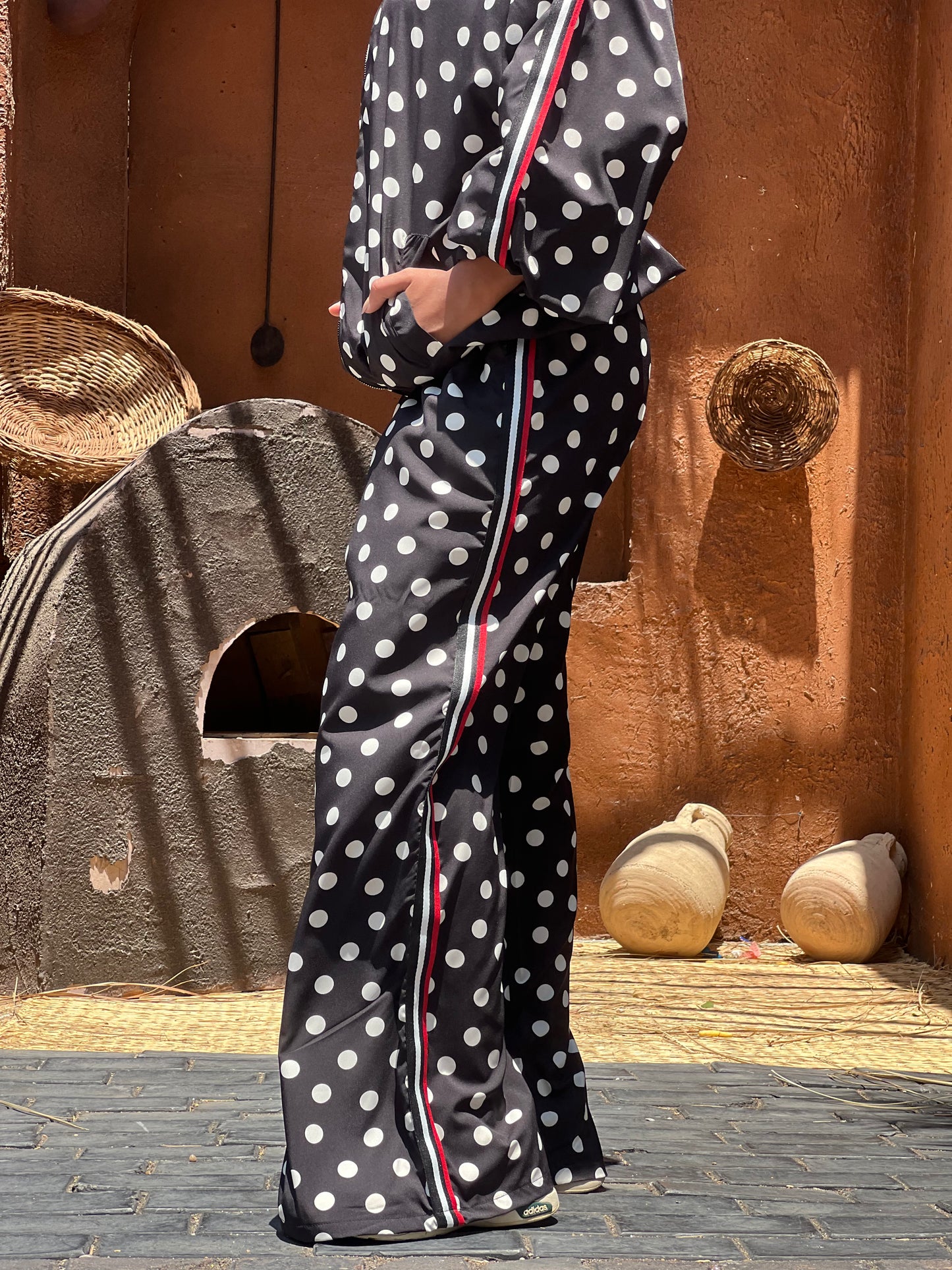 Polka Dots Set in Black with Red Touch