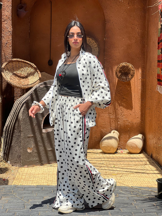 Polka Dots Set in White with Red Touch
